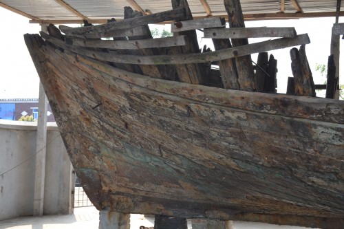 The outer hull of the ship on display after salvation.