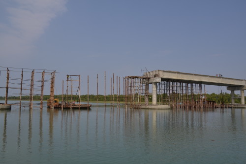 One of the three unfinished bridges which are being constructed