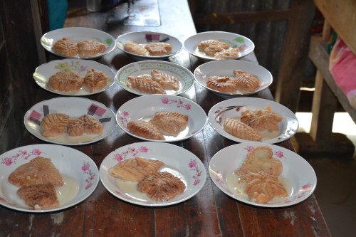 Traditional pithas (sweets) waiting to be served at the marriage party