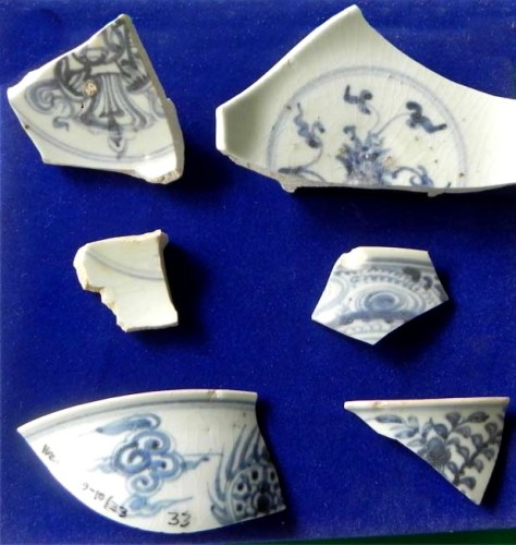 Chinese porcelein ware dug up from the archeological site in Bagerhat